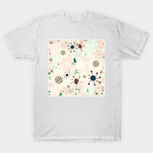 Cool Mint Spring Flower Pattern T-Shirt